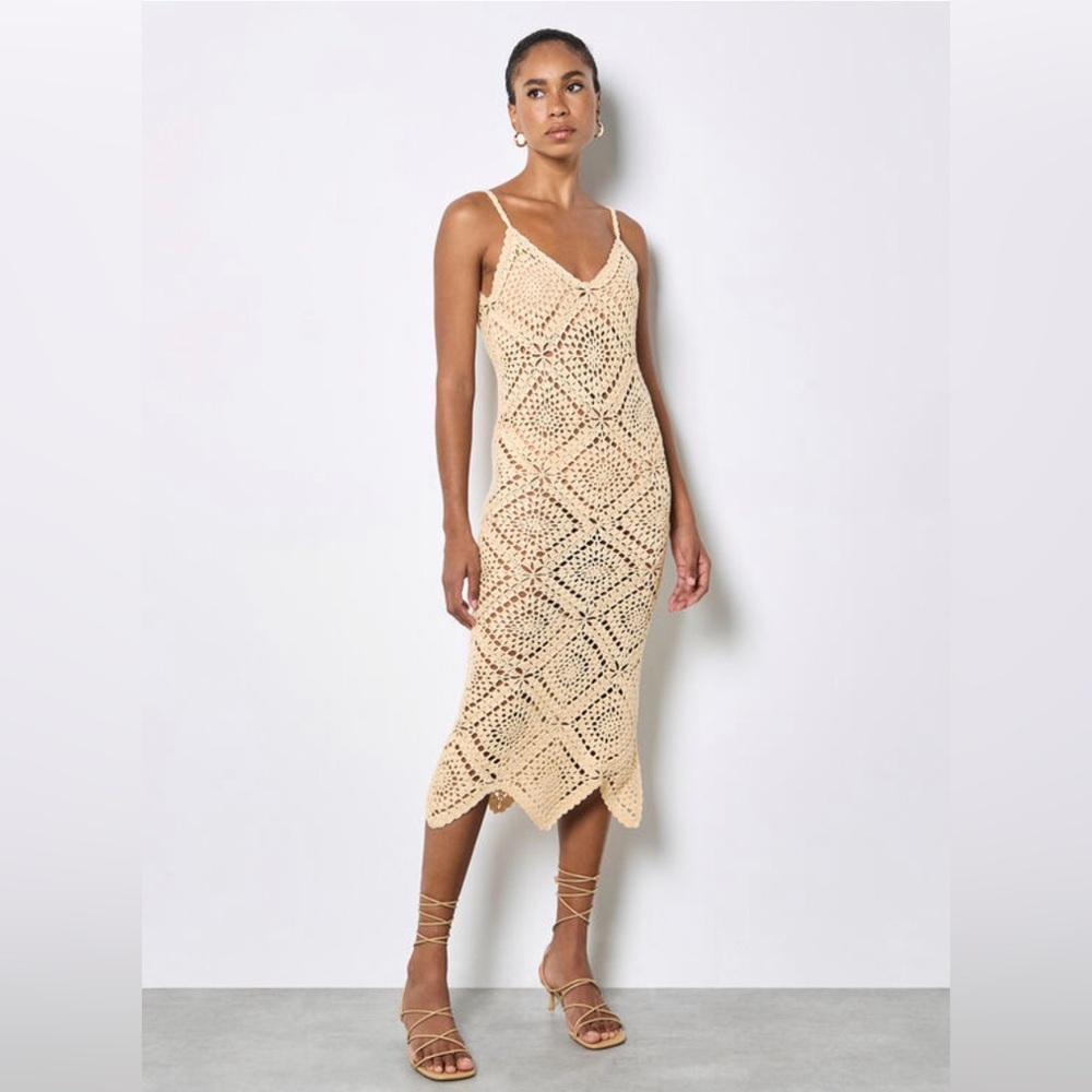 APRICOT 🍑 - Hand Knit Midi, Crochet Dress